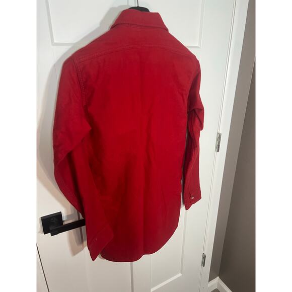 Woolrich Red Vintage Button Down 100% Cotton Size M Medium Mens Long Sleeve - Picture 6 of 7